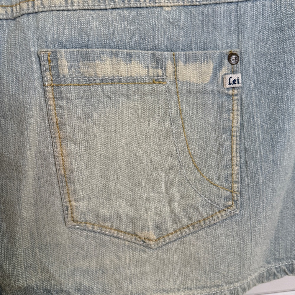 Y2K LEI Ashley Trouble Micro Mini Jean Skirt Junior 15 Blue Denim‎ Acid Wash - Picture 4 of 10